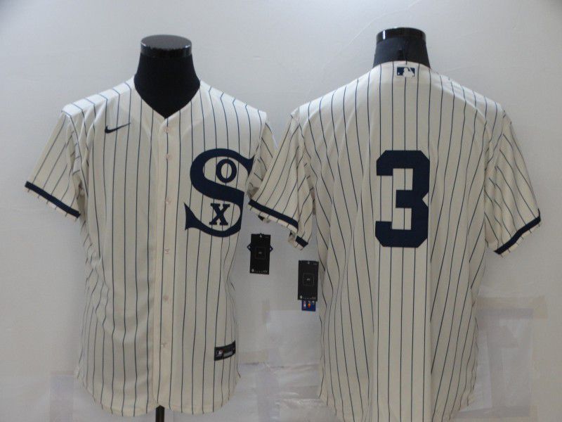 Men Chicago White Sox 3 No Name Cream stripe Dream version Elite Nike 2021 MLB Jerseys